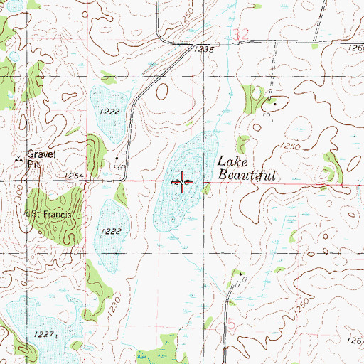 Topographic Map of Lake Beautiful, MN