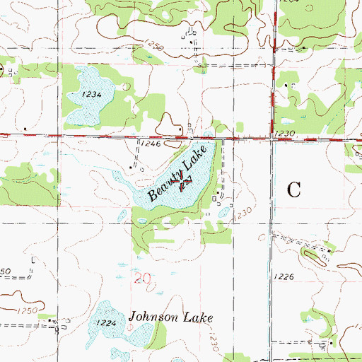 Topographic Map of Beauty Lake, MN