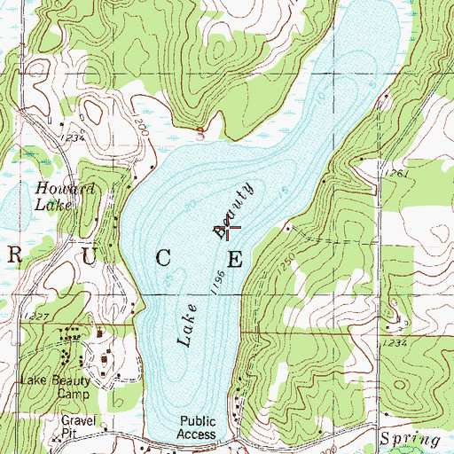 Topographic Map of Beauty Lake, MN