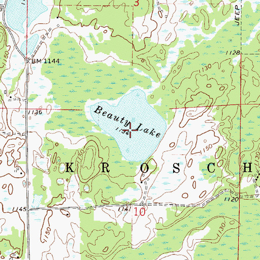 Topographic Map of Beauty Lake, MN