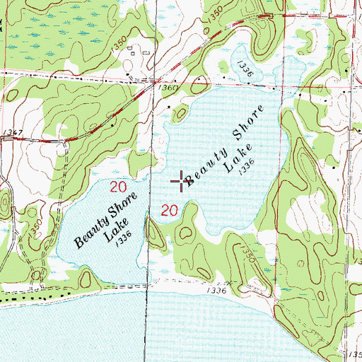 Topographic Map of Beauty Shore Lake, MN