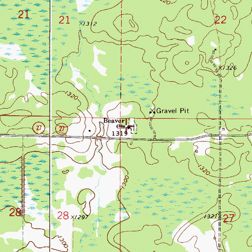 Topographic Map of Beaver Church, MN