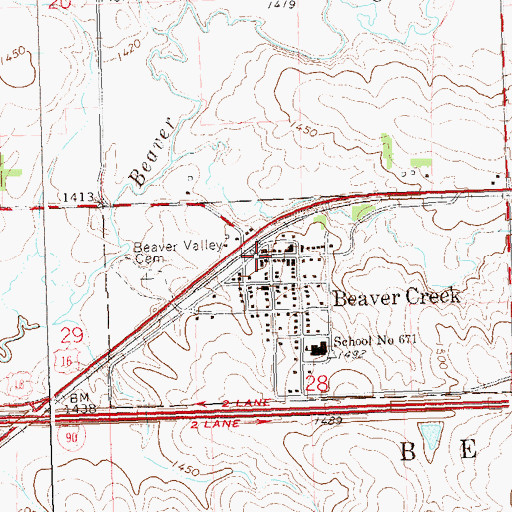 Topographic Map of Beaver Creek, MN