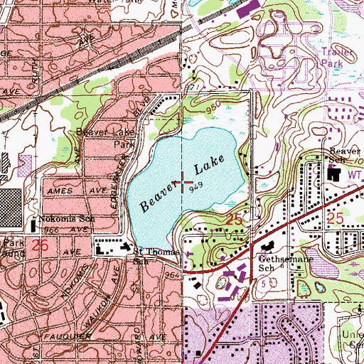 Topographic Map of Beaver Lake, MN