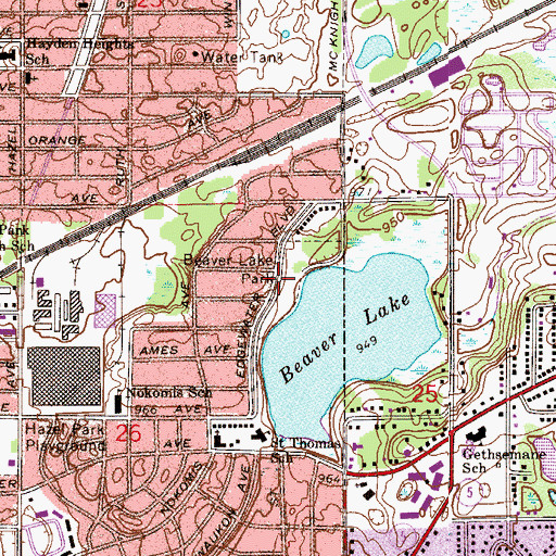 Topographic Map of Beaver Lake Park, MN