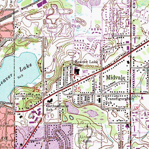 Topographic Map of Beaver Lake School, MN