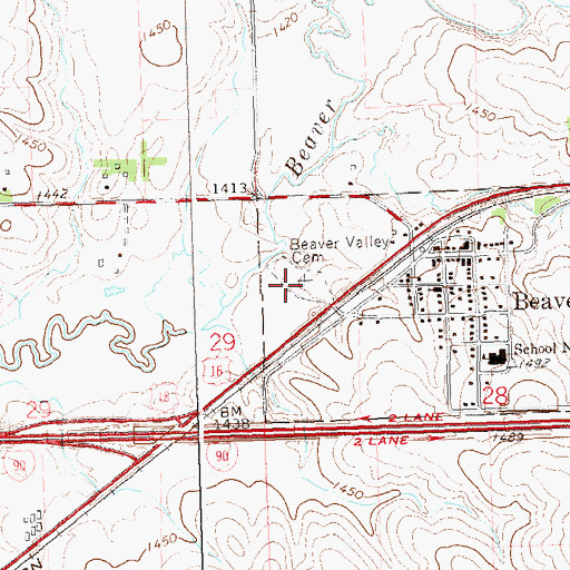 Topographic Map of Beaver Valley Cemetery, MN
