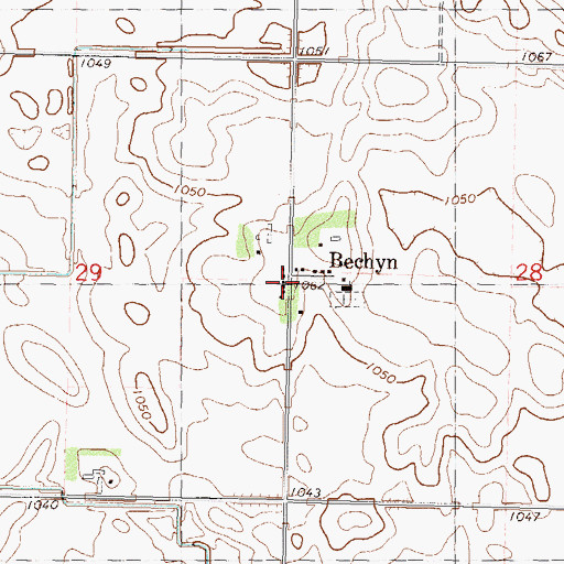 Topographic Map of Bechyn, MN