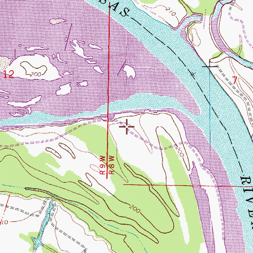 Topographic Map of Rob Roy Shoal, AR