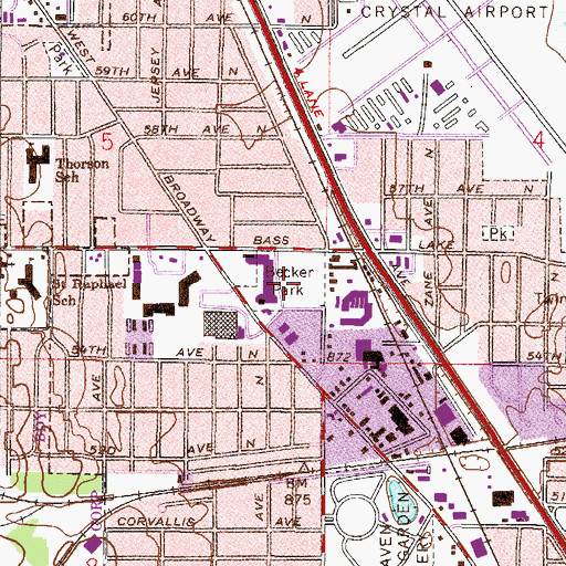 Topographic Map of Becker Park, MN