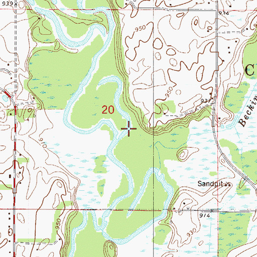 Topographic Map of Beckins Creek, MN