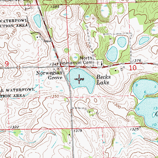 Topographic Map of Becks Lake, MN