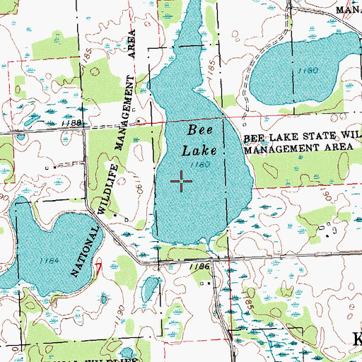 Topographic Map of Bee Lake State Wildlife Management Area, MN