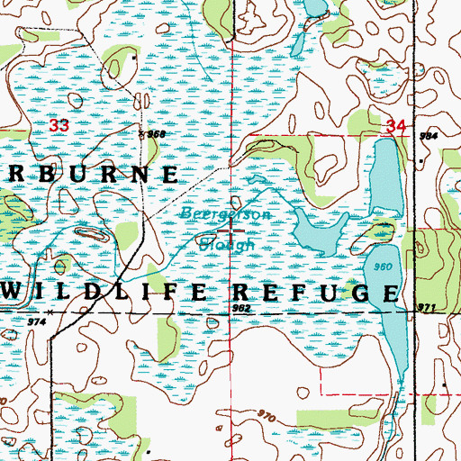 Topographic Map of Beergerson Slough, MN