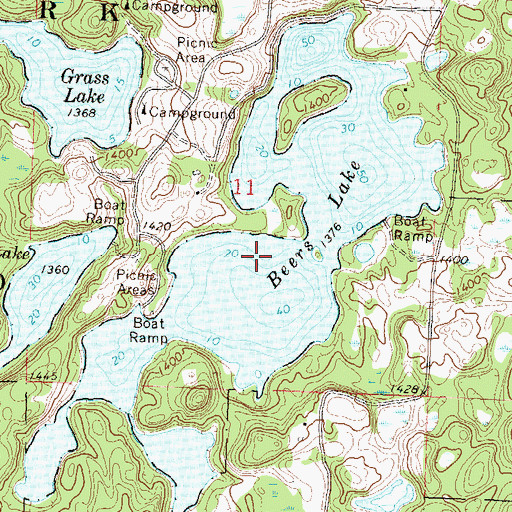 Topographic Map of Beers Lake, MN