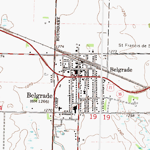 Topographic Map of Belgrade, MN