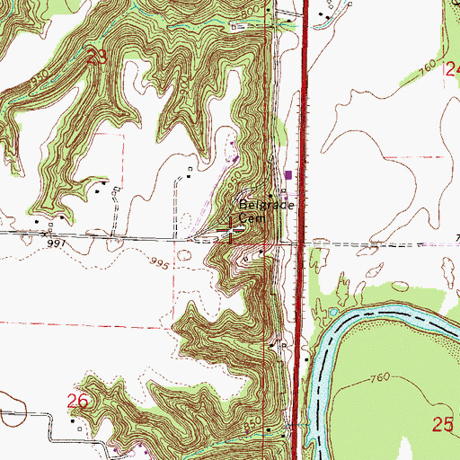 Topographic Map of Belgrade Cemetery, MN
