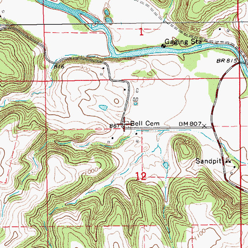 Topographic Map of Bell Cemetery, MN