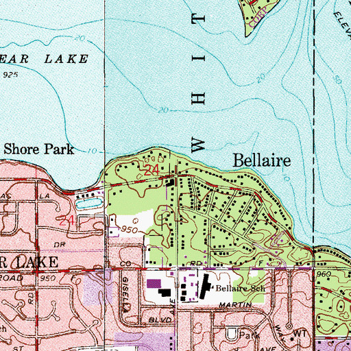 Topographic Map of Bellaire, MN