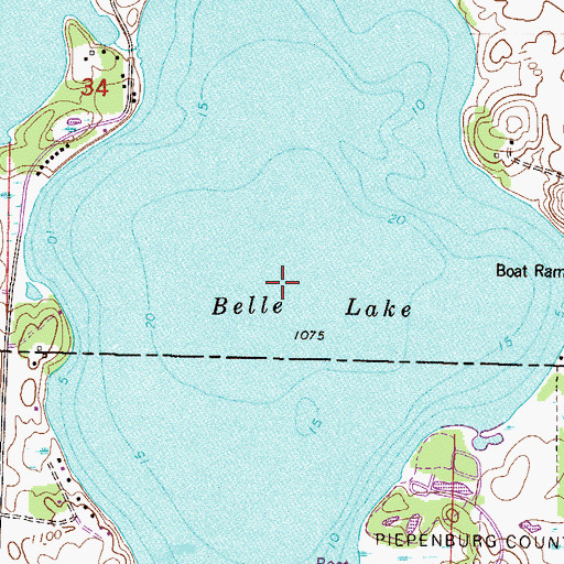 Topographic Map of Belle Lake, MN