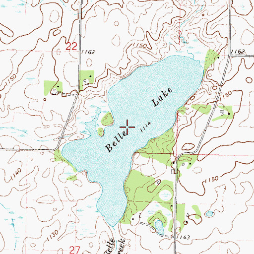 Topographic Map of Belle Lake, MN
