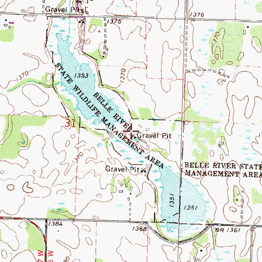Topographic Map of Belle River State Wildlife Management Area, MN