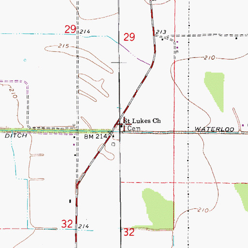 Topographic Map of Saint Lukes Cemetery, AR