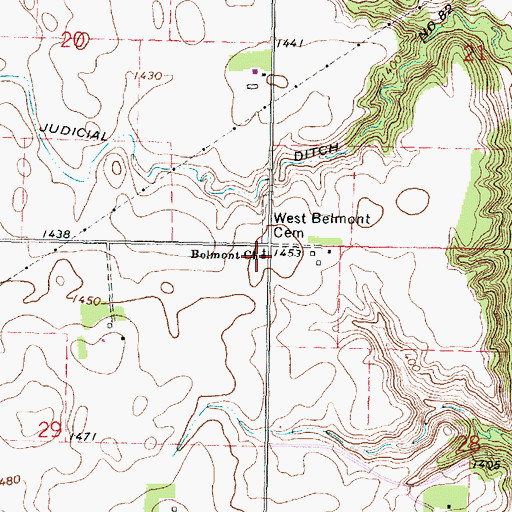 Topographic Map of Belmont Church, MN