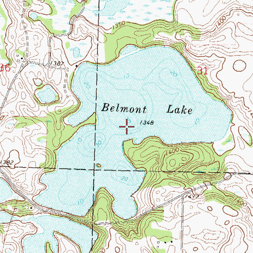Topographic Map of Belmont Lake, MN