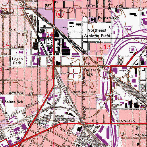 Topographic Map of Beltrami Park, MN