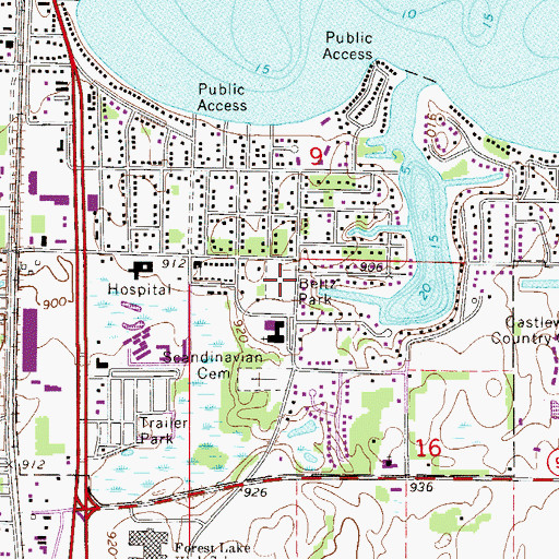 Topographic Map of Beltz Park, MN