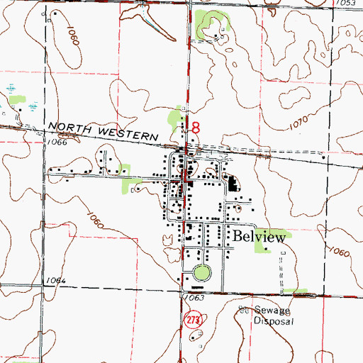Topographic Map of Belview, MN