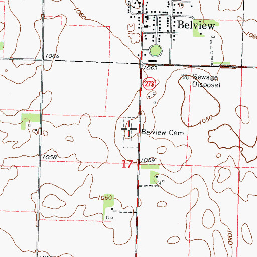 Topographic Map of Belview Cemetery, MN