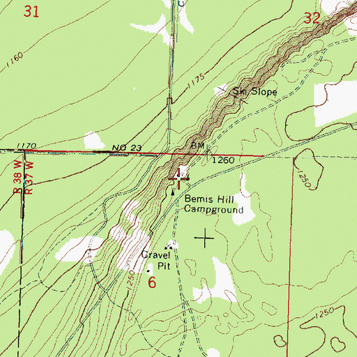 Topographic Map of Bemis Hill Campground, MN