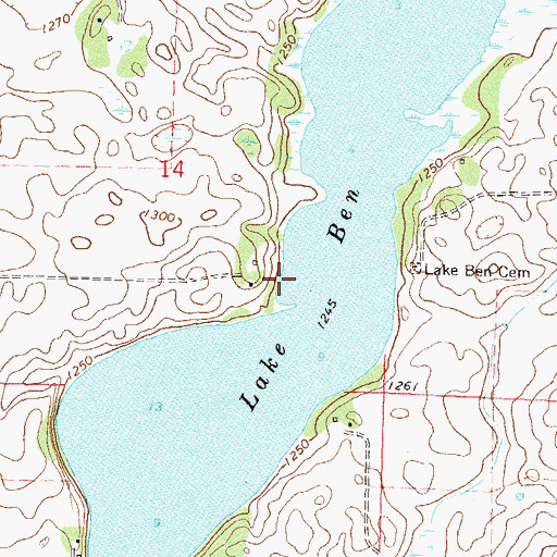 Topographic Map of Lake Ben, MN