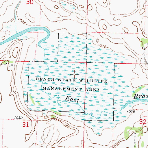 Topographic Map of Bench State Wildlife Management Area, MN