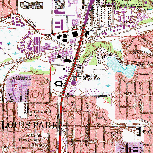 Topographic Map of Benilde - Saint Margaret's School, MN