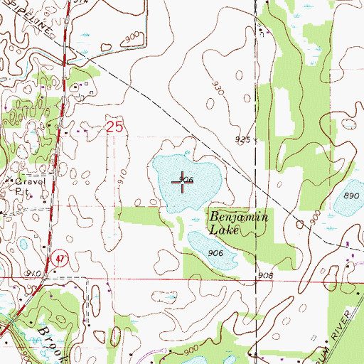 Topographic Map of Benjamin Lake, MN