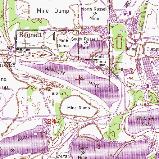 Topographic Map of Bennett Mine, MN