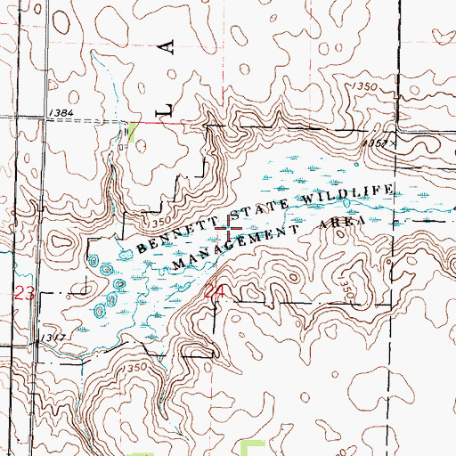 Topographic Map of Bennett State Wildlife Management Area, MN