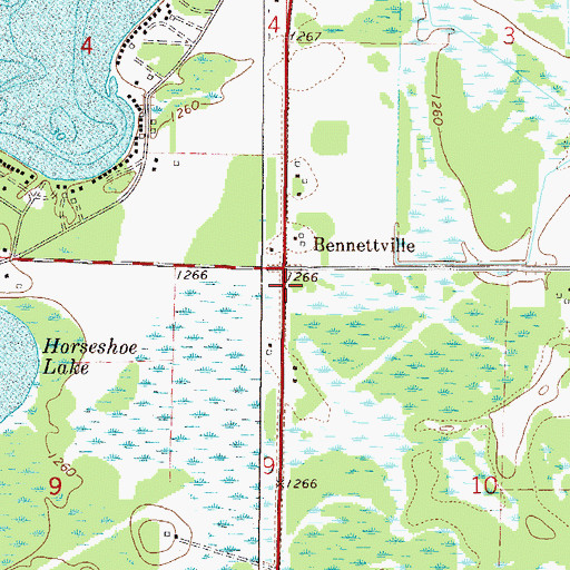 Topographic Map of Bennettville, MN
