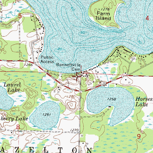 Topographic Map of Bennettville Cemetery, MN