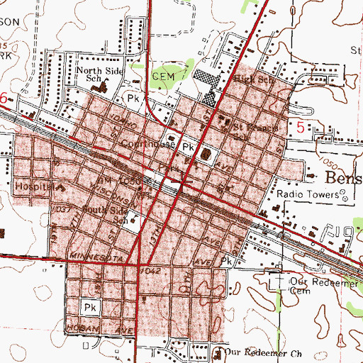 Topographic Map of Benson, MN