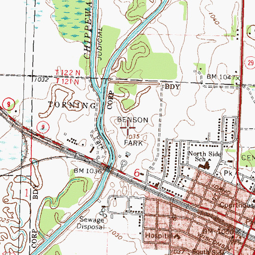 Topographic Map of Benson Park, MN