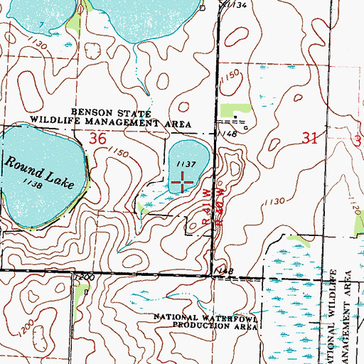Topographic Map of Benson State Wildlife Management Area, MN