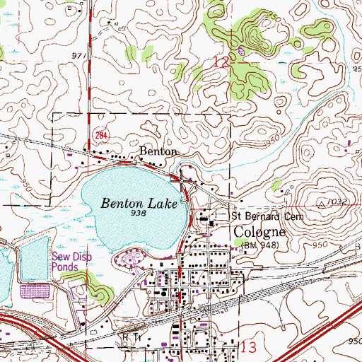 Topographic Map of Benton, MN