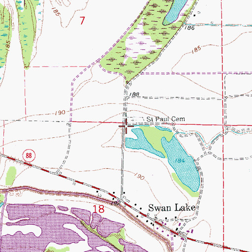 Topographic Map of Saint Pauls Church (historical), AR