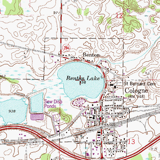 Topographic Map of Benton Lake, MN