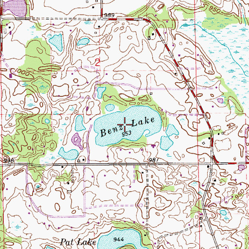 Topographic Map of Benz Lake, MN