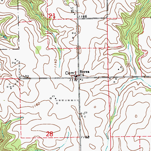 Topographic Map of Berea Church, MN